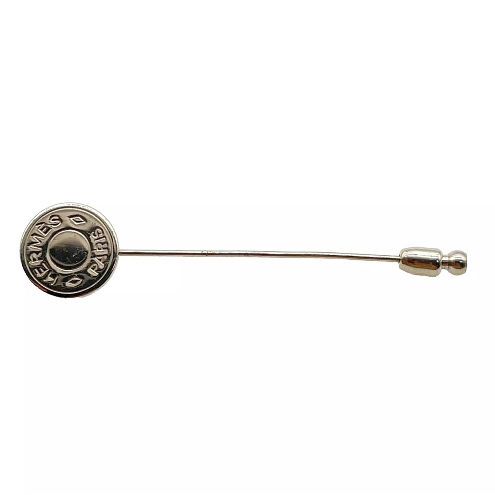 AUTH HERMES Serie Pin Brooch Pin Badge Silver W/Box - Picture 3 of 7